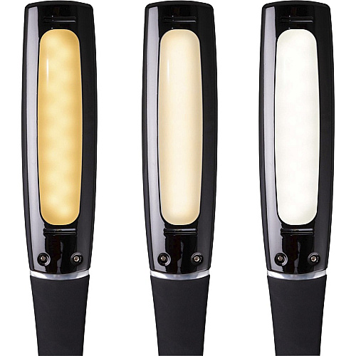 OttLite Swerve LED Desk Lamp with 3 Color Modes and USB 23" Height x 5.1" Width - LED Bulb - Black - Flexible Neck, Adjustable Height, Adjustable Brightness, Adjustable Arm, Dimmable, Touch-activated, USB Charging - ABS - Desk Mountable, Table  (CSN34KCW)
