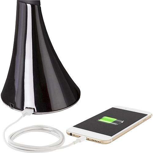 OttLite Swerve LED Desk Lamp with 3 Color Modes and USB 23" Height x 5.1" Width - LED Bulb - Black - Flexible Neck, Adjustable Height, Adjustable Brightness, Adjustable Arm, Dimmable, Touch-activated, USB Charging - ABS - Desk Mountable, Table  (CSN34KCW)