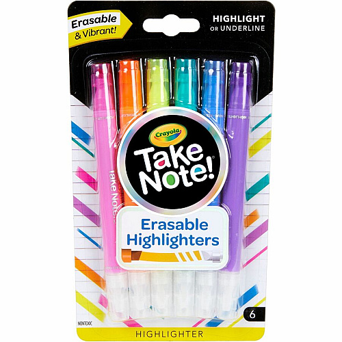 Crayola Take Note Erasable Highlighters Chisel Marker Point - Erasable - Assorted Ink - 6 / Pack (586504)
