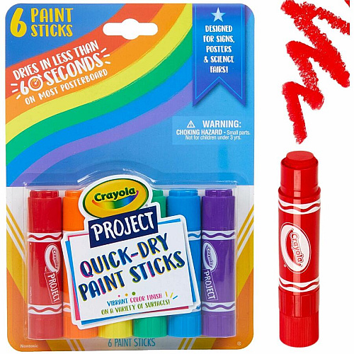 Crayola Project Quick-Dry Paint Sticks Assorted - 6 / Pack (541070)