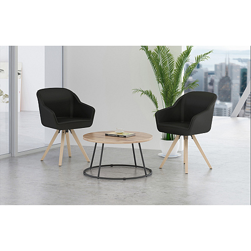 Lorell Accession Coffee Table Round Top - Powder Coated Four Leg Base - 4 Legs - 200 lb Capacity - 1" Table Top Thickness x 31.50" Table Top Diameter - 16.75" Height - Assembly Required - Weathered Charcoal - Laminate Top Material - 1 Each (LLR16260)