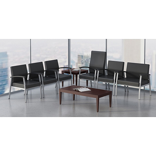 Lorell Healthcare Reception Big & Tall Antimicrobial Guest Chair Vinyl Seat Material - Vinyl Back Material - Powder Coated Silver Frame Color - Steel Frame Material - Four-legged Base - Black, Silver - Armrest - 1 Each (LLR67001)