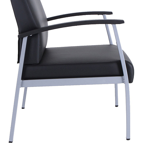 Lorell Healthcare Reception Big & Tall Antimicrobial Guest Chair Vinyl Seat Material - Vinyl Back Material - Powder Coated Silver Frame Color - Steel Frame Material - Four-legged Base - Black, Silver - Armrest - 1 Each (LLR67001)