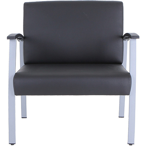Lorell Healthcare Reception Big & Tall Antimicrobial Guest Chair Vinyl Seat Material - Vinyl Back Material - Powder Coated Silver Frame Color - Steel Frame Material - Four-legged Base - Black, Silver - Armrest - 1 Each (LLR67001)