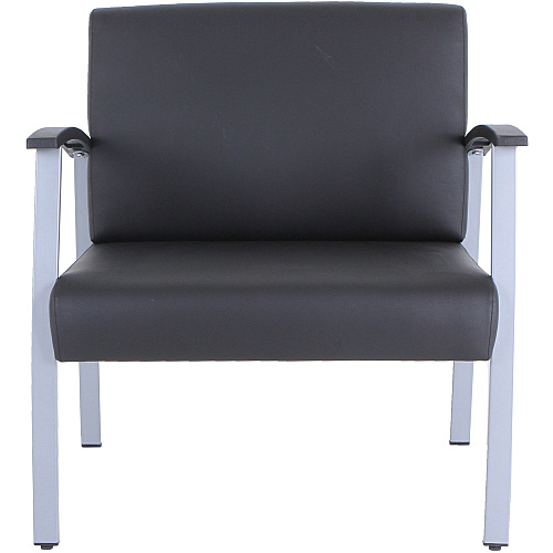 Lorell Healthcare Reception Big & Tall Antimicrobial Guest Chair Vinyl Seat Material - Vinyl Back Material - Powder Coated Silver Frame Color - Steel Frame Material - Four-legged Base - Black, Silver - Armrest - 1 Each (LLR67001)