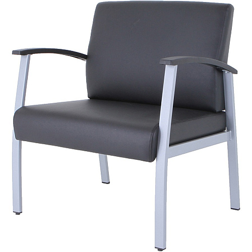 Lorell Healthcare Reception Big & Tall Antimicrobial Guest Chair Vinyl Seat Material - Vinyl Back Material - Powder Coated Silver Frame Color - Steel Frame Material - Four-legged Base - Black, Silver - Armrest - 1 Each (LLR67001)