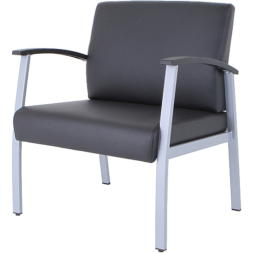 Lorell Healthcare Reception Big & Tall Antimicrobial Guest Chair Vinyl Seat Material - Vinyl Back Material - Powder Coated Silver Frame Color - Steel Frame Material - Four-legged Base - Black, Silver - Armrest - 1 Each (LLR67001)