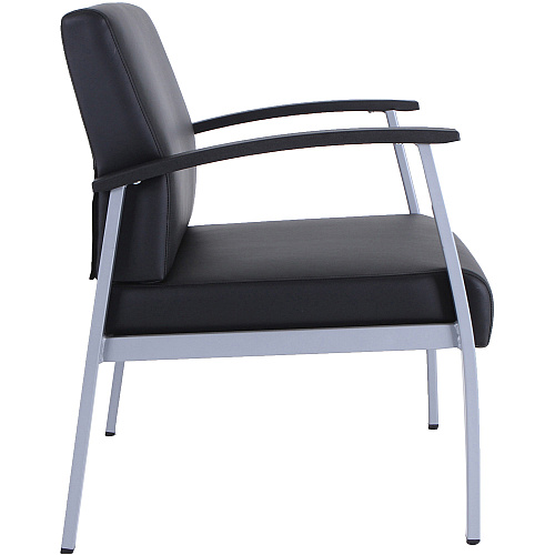 Lorell Healthcare Reception Big & Tall Antimicrobial Guest Chair Vinyl Seat Material - Vinyl Back Material - Powder Coated Silver Frame Color - Steel Frame Material - Four-legged Base - Black, Silver - Armrest - 1 Each (LLR67001)