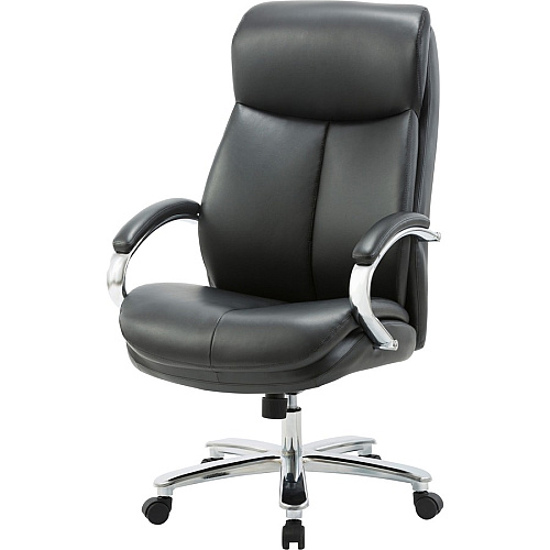 Lorell Big & Tall High-Back Chair Bonded Leather Seat Material - Black Back Color - Bonded Leather Back Material - High Back - Black - Armrest - 1 Each (LLR67004)