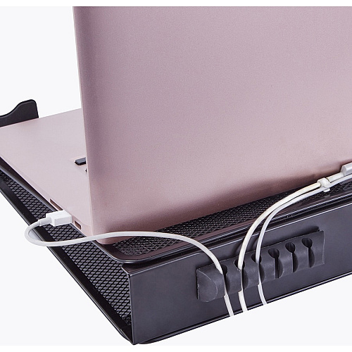 Lorell Mesh Laptop Stand 3.50" Height x 13" Width x 11.50" Depth - Desktop - Steel, Metal - Black (LLR80620)