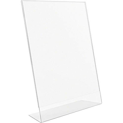 Lorell L-base Slanted Sign Holder Stand Support 8.50" x 11" Media - Acrylic - Clear - 3 / Pack (LLR49208)