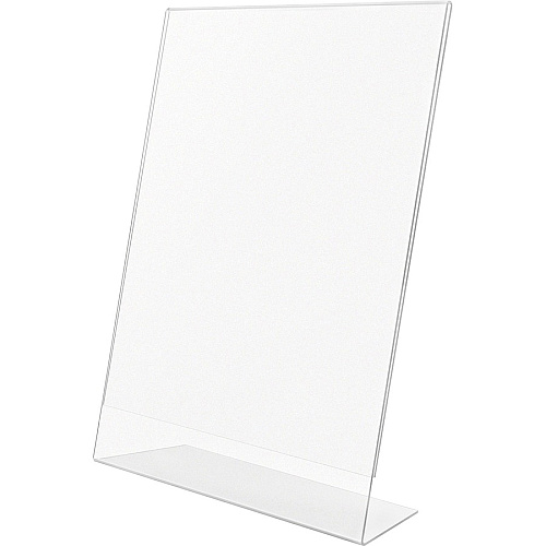 Lorell L-base Slanted Sign Holder Stand Support 8.50" x 11" Media - Acrylic - Clear - 3 / Pack (LLR49208)