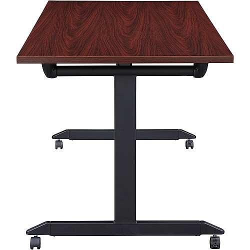Lorell Mobile Folding Training Table Rectangle Top - Powder Coated Base - 200 lb Capacity - 63" Table Top Width - 29.50" Height x 63" Width x 24" Depth - Assembly Required - Mahogany - Laminate Top Material - 1 Each (LLR60735)