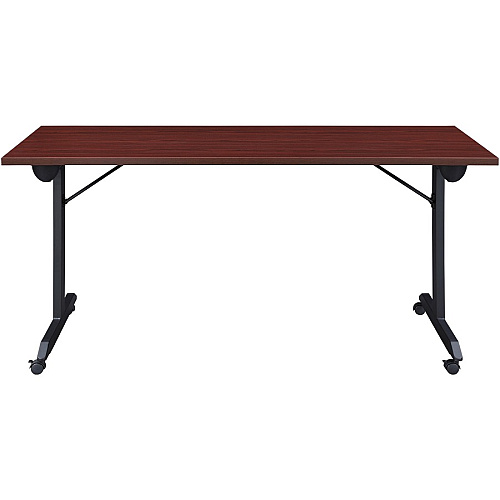 Lorell Mobile Folding Training Table Rectangle Top - Powder Coated Base - 200 lb Capacity - 63" Table Top Width - 29.50" Height x 63" Width x 29.50" Depth - Assembly Required - Brown - Laminate Top Material - 1 Each (LLR60740)