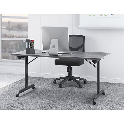 Lorell Mobile Folding Training Table Rectangle Top - Powder Coated Base - 200 lb Capacity - 63" Table Top Width - 29.50" Height x 63" Width x 29.50" Depth - Assembly Required - Gray - Laminate Top Material - 1 Each (LLR60741)