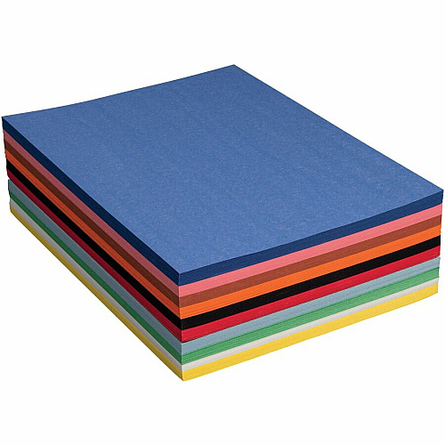Prang Construction Paper Art Project, Craft Project, Fun and Learning, Cutting, Pasting - 9" Width x 12" Length - 45 lb Basis Weight - Assorted - 500 / Pack (P6555)