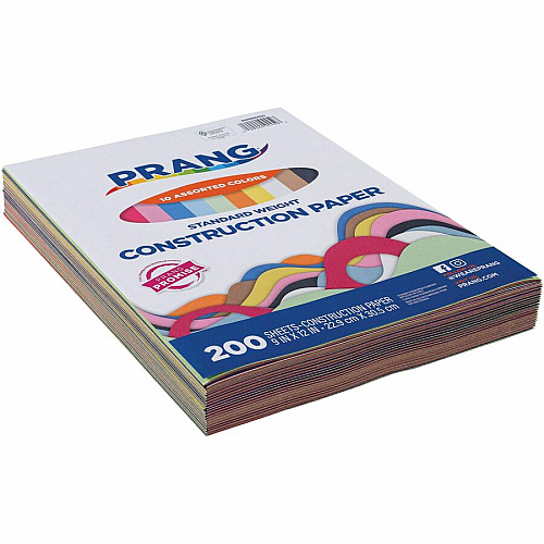 Prang Construction Paper Art Project, Craft Project, Fun and Learning, Cutting, Pasting - 9" Width x 12" Length - Assorted - 200 / Pack (P0094450)