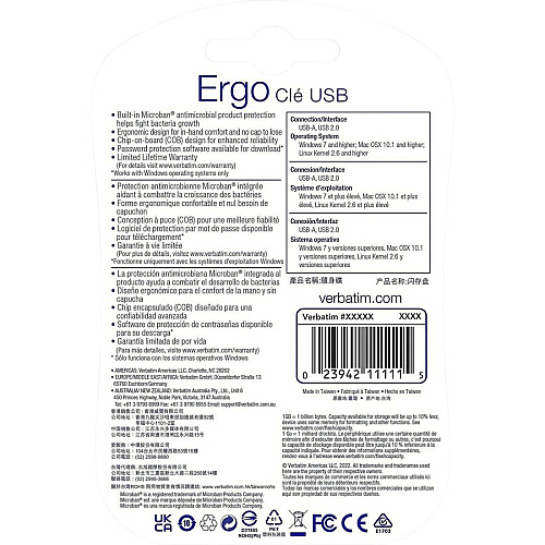 Verbatim 16GB Ergo USB Flash Drive - Black 16 GB - USB 2.0 - Black - Lifetime Warranty - 1 Each (70875)