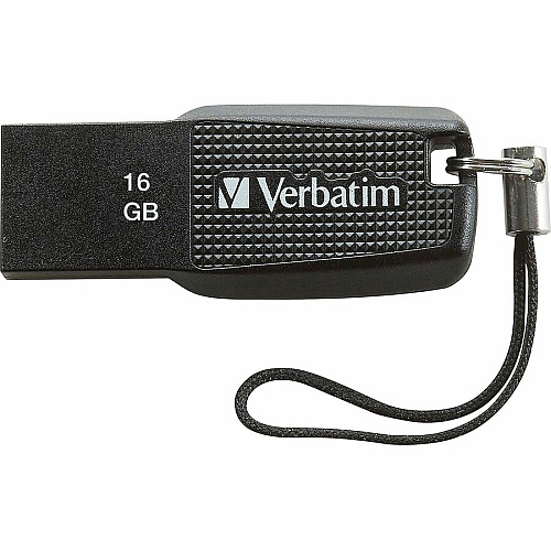 Verbatim 16GB Ergo USB Flash Drive - Black 16 GB - USB 2.0 - Black - Lifetime Warranty - 1 Each (70875)