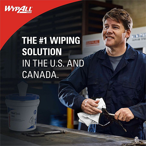 Wypall PowerClean WetTask Wipers for Disinfectants, Sanitizers & Solvents 12" Width x 6" Length - 140 Sheets/Roll - White - Hydroknit - 1 Rolls Per Bucket - 6 / Carton (06211)