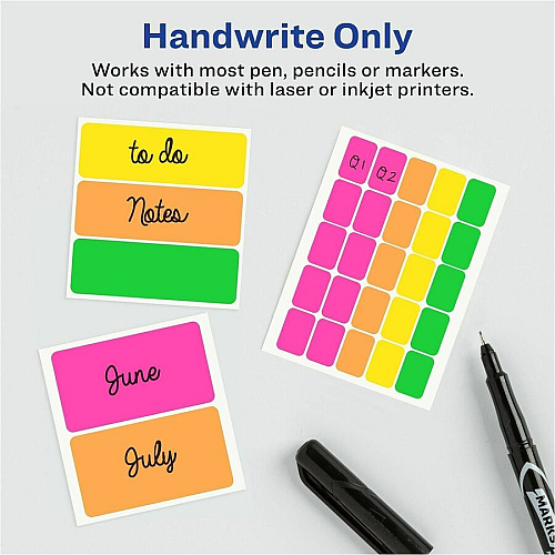 Avery&reg; Rectangular Removable Color Coding Labels on Small Sheets 1" Height x 1" Width x 3" Length - Removable Adhesive - Rectangle - Matte - Neon Yellow, Neon Orange, Neon Green - Paper - 3 / Sheet - 24 Total Sheets - 72 Total Label(s) - 1 Car (06722)