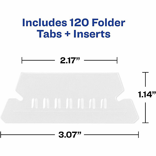 Avery&reg; Hanging File Folder Tabs, 1/5 Cut, 20 Total 720 Tab(s) - 1/5 - 9" Tab Height x 2" Tab Width - Matte Clear Film Tab(s) - 20/Pack - 1 Carton (06727)