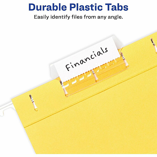 Avery&reg; Hanging File Folder Tabs, 1/5 Cut, 20 Total 720 Tab(s) - 1/5 - 9" Tab Height x 2" Tab Width - Matte Clear Film Tab(s) - 20/Pack - 1 Carton (06727)