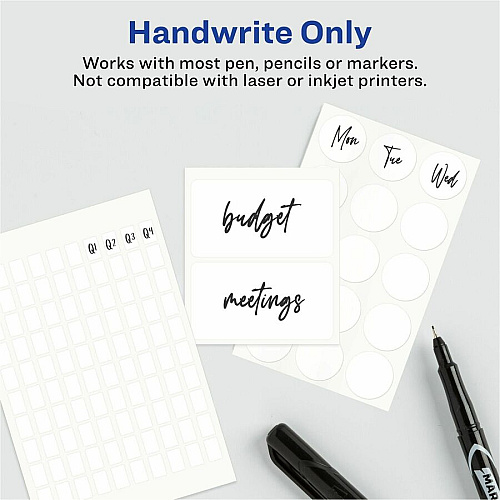 Avery&reg; Removable Multi-Use ID Labels on Small Sheets - Handwrite Only 1" Height x 3" Width - Removable Adhesive - Rectangle - White - Paper - 3 / Sheet - 24 Total Sheets - 2592 Total Label(s) - 72/Pack - 1 Carton (06728)