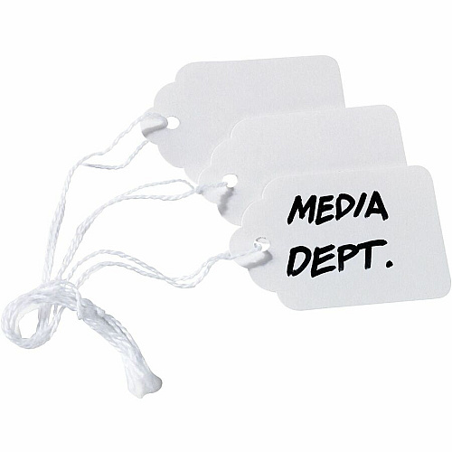 Avery&reg; Marking Tags, Strung, 1-3/4" x 1-3/32" , 100 Tags (6732) 1.75" Length x 1.09" Width - Rectangular - String Fastener - Card Stock - White - 100/Pack - 1 Carton (06732)