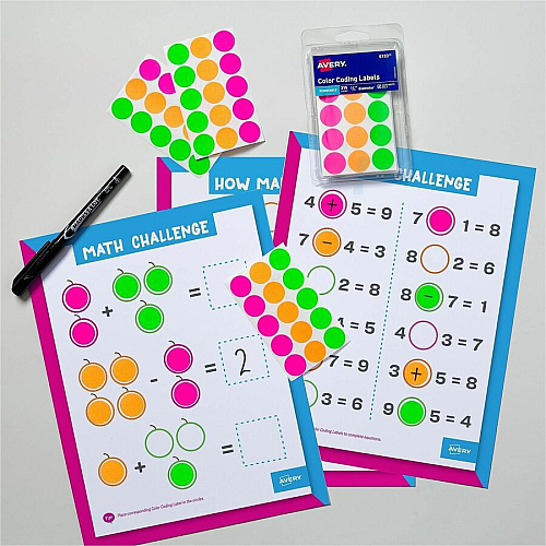 Avery&reg; 3/4" Round Removable Color Coding Labels - Handwrite Only 3/4" Diameter - Removable Adhesive - Round - Neon Pink, Neon Orange, Neon Green, Assorted - Paper - 15 / Sheet - 21 Total Sheets - 315 Total Label(s) - 315/Pack - 1 Carton (06733)
