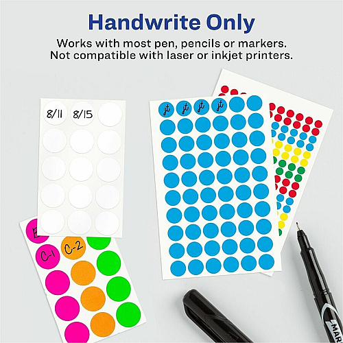 Avery&reg; 3/4" Round Removable Color Coding Labels - Handwrite Only 3/4" Diameter - Removable Adhesive - Round - Neon Pink, Neon Orange, Neon Green, Assorted - Paper - 15 / Sheet - 21 Total Sheets - 315 Total Label(s) - 315/Pack - 1 Carton (06733)