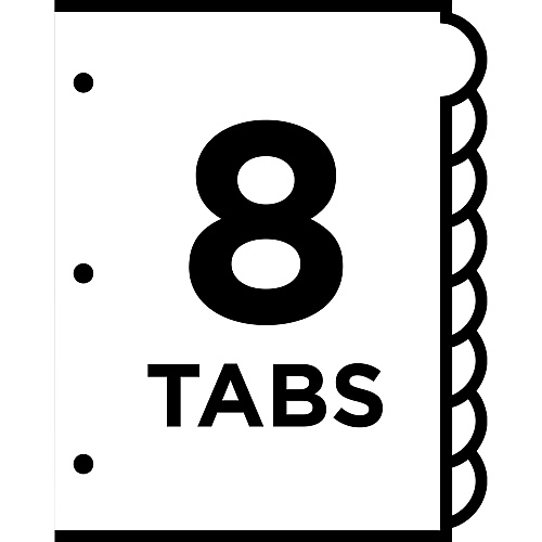 Avery&reg; Style Edge Insertable Plastic Dividers 8 x Divider(s) - 8 Tab(s) - 8 - 8 Tab(s)/Set - 8.5" Divider Width x 11" Divider Length - 3 Hole Punched - Frosted White Plastic Divider - Frosted White Plastic Tab(s) - Durable, Tear Resistant, PVC (11291)