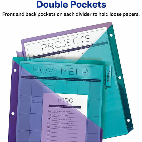 Avery&reg; Big Tab Tab Divider 5 x Divider(s) - 5 - 5 Tab(s)/Set - 9.3" Divider Width x 11.13" Divider Length - 3 Hole Punched - Multicolor Plastic Divider - Multicolor Plastic Tab(s) - 24 / Carton (11988)