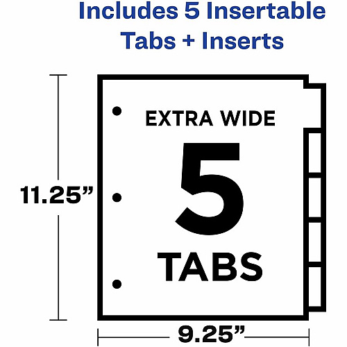 Avery&reg; Big Tab Tab Divider 5 x Divider(s) - 5 - 5 Tab(s)/Set - 9.3" Divider Width x 11.13" Divider Length - 3 Hole Punched - Multicolor Plastic Divider - Multicolor Plastic Tab(s) - 24 / Carton (11988)