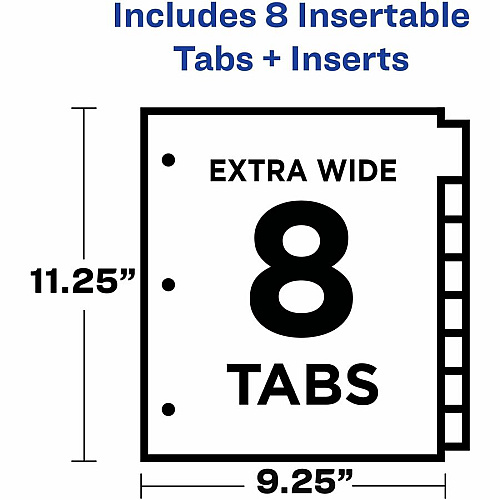 Avery&reg; Big Tab Tab Divider 8 x Divider(s) - 8 Tab(s) - 8 - 8 Tab(s)/Set - 9.3" Divider Width x 11.25" Divider Length - Letter - 8.50" Width x 11" Length - 3 Hole Punched - Multicolor Plastic Divider - Multicolor Plastic Tab(s) - PVC-free, Hole (11989)