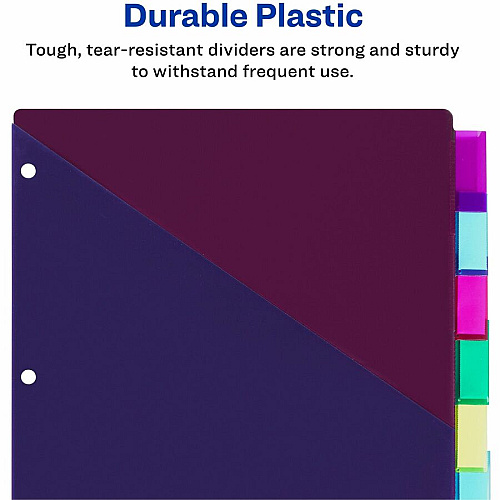 Avery&reg; Big Tab Tab Divider 8 x Divider(s) - 8 Tab(s) - 8 - 8 Tab(s)/Set - 9.3" Divider Width x 11.25" Divider Length - Letter - 8.50" Width x 11" Length - 3 Hole Punched - Multicolor Plastic Divider - Multicolor Plastic Tab(s) - PVC-free, Hole (11989)