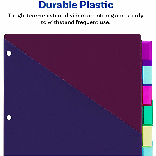 Avery&reg; Big Tab Tab Divider 8 x Divider(s) - 8 Tab(s) - 8 - 8 Tab(s)/Set - 9.3" Divider Width x 11.25" Divider Length - Letter - 8.50" Width x 11" Length - 3 Hole Punched - Multicolor Plastic Divider - Multicolor Plastic Tab(s) - PVC-free, Hole (11989)