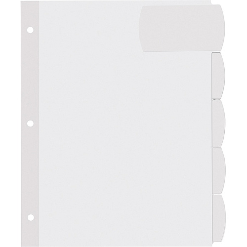 Avery&reg; Big Tab Printable White Label Dividers 5 x Divider(s) - 5 - 5 Tab(s)/Set - 8.5" Divider Width x 11" Divider Length - 3 Hole Punched - White Paper Divider - White Paper Tab(s) - 0% - Hole-punched, Printable, Customizable - 36 / Carton (14436)