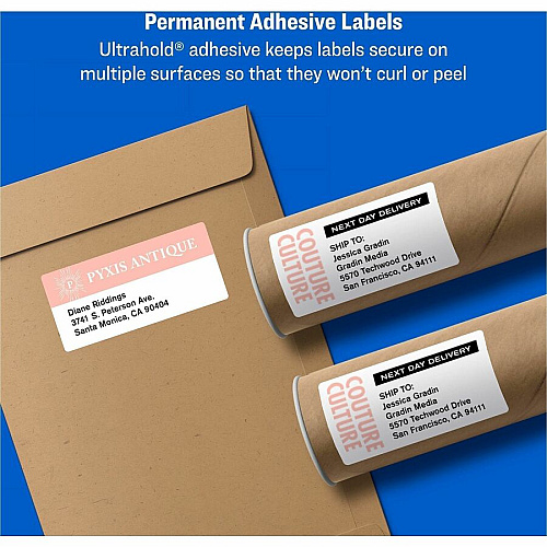 Avery&reg; Internet Shipping Labels, 5-1/2" x 8-1/2" , 20 Labels x 5 1/2" Width x 8 1/2" Length - Permanent Adhesive - Rectangle - Laser, Inkjet - Matte - White - Paper - 2 / Sheet - 10 Total Sheets - 20 Total Label(s) - For Label Printer - 1 Cart (18126)