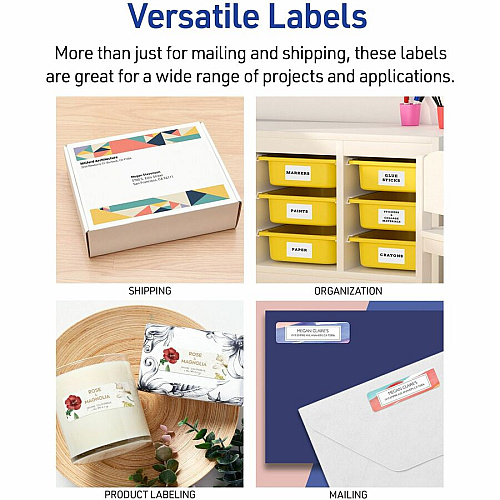 Avery&reg; Easy Peal Sure Feed Address Labels 1" Widthss x 2 5/8" Length - Permanent Adhesive - Rectangle - Inkjet, Laser - Matte White - Matte - Paper - 30 / Sheet - 30 Total Sheets - 750 Total Label(s) - 750/Pack - 5 / Carton (18260)