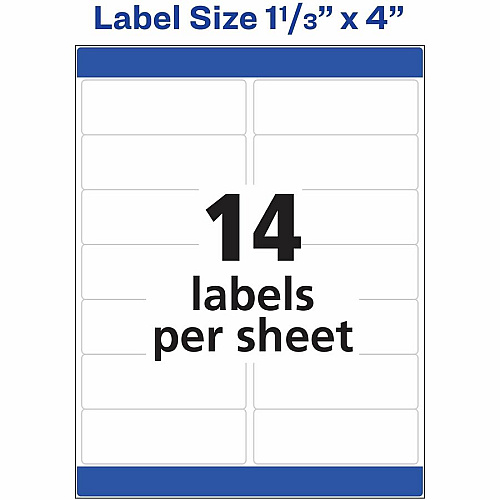 Avery&reg; Easy Peel Address Label 1 21/64" Widthss x 4" Length - Permanent Adhesive - Rectangle - Inkjet, Laser - Matte White - Matte - Paper - 14 / Sheet - 14 Total Sheets - 140 Total Label(s) - 140/Pack - 1 Carton (18262)