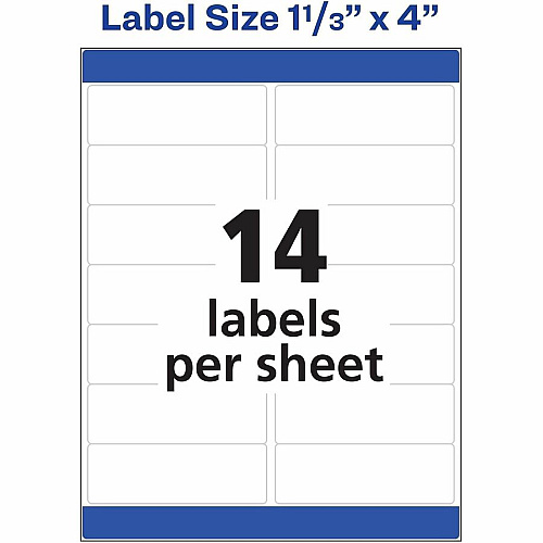 Avery&reg; Easy Peel Address Label 1 21/64" Widthss x 4" Length - Permanent Adhesive - Rectangle - Inkjet, Laser - Matte White - Matte - Paper - 14 / Sheet - 14 Total Sheets - 140 Total Label(s) - 140/Pack - 1 Carton (18262)