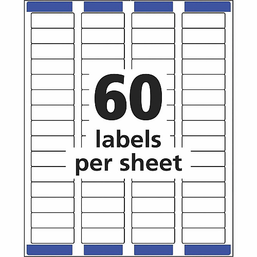 Avery&reg; Easy Peel Address Labels, 2/3" x 1-3/4" , 600 Labels x 21/32" Width x 1 3/4" Length - Permanent Adhesive - Rectangle - Inkjet, Laser - Matte - White - Paper - 60 / Sheet - 10 Total Sheets - 600 Total Label(s) - For Label Printer - 1 Car (18294)