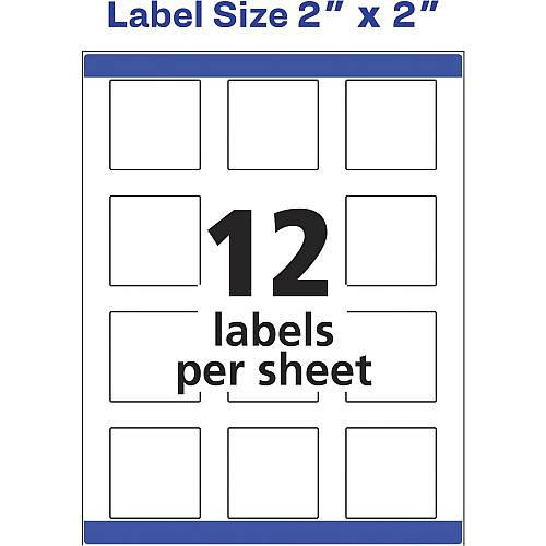 Avery&reg; Print-to-the-Edge Easy Peel Square Labels - HeightPermanent Adhesive - Square - Laser, Inkjet - Matte - Matte White - Paper - 12 / Sheet - 50 Total Sheets - 600 Total Label(s) - 120/Pack - 1 Carton (22816)