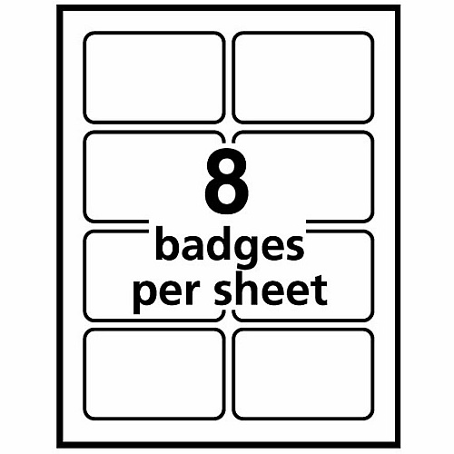 Avery&reg; Flexible Name Badges, 2-1/3" x 3-3/8" , Matte, 80ct x 2 21/64" Width x 3 3/8" Length - Removable Adhesive - Rectangle - Inkjet, Laser - Matte - White - Film - 8 / Sheet - 10 Total Sheets - 80 Total Label(s) - For Label Printer - 1 Carto (25395)