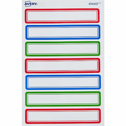 Avery&reg; Kids Gear Durable Labels 5/8" Height x 5/8" Width x 3 1/2" Length - Permanent Adhesive - Rectangle - Inkjet, Laser - Matte - Matte - Blue, Green, Red Border - Film - 7 / Sheet - 7 Total Sheets - 35 Total Label(s) - 1 Carton (41440)