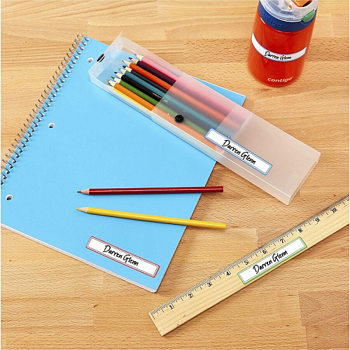 Avery&reg; Kids Gear Durable Labels 5/8" Height x 5/8" Width x 3 1/2" Length - Permanent Adhesive - Rectangle - Inkjet, Laser - Matte - Matte - Blue, Green, Red Border - Film - 7 / Sheet - 7 Total Sheets - 35 Total Label(s) - 1 Carton (41440)