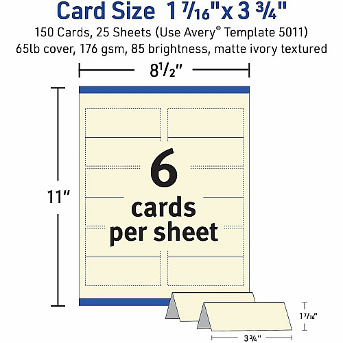 Avery&reg; Ivory Matte 2-sided Place Cards 3.8" - 1 Carton - Ivory (05012)
