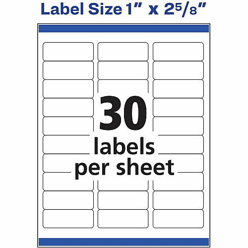 Avery&reg; Easy Peel Address Label 2 5/8" Height x 1" Width - Permanent Adhesive - Rectangle - Laser, Inkjet - Clear - Film - 30 / Sheet - 35 Total Sheets - 1050 Total Label(s) - 5 / Carton (06585)