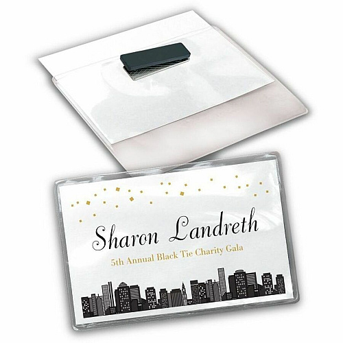 Avery&reg; Name Badges 4" Width x 3" Height - Rectangular Shape - Magnetic, Printable, Top Loading, Built-in Magnet, Reusable, Durable - Event, Seminar - Plastic - Clear, White - 1 Carton (08781)